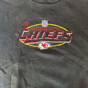 WESTSIDE STOREY VINTAGE | VINTAGE 90'S KC CHIEFS LOGO 7 EMBROIDERED SWEATSHIRT - BLACK *LIGHT MARK - Westside Storey