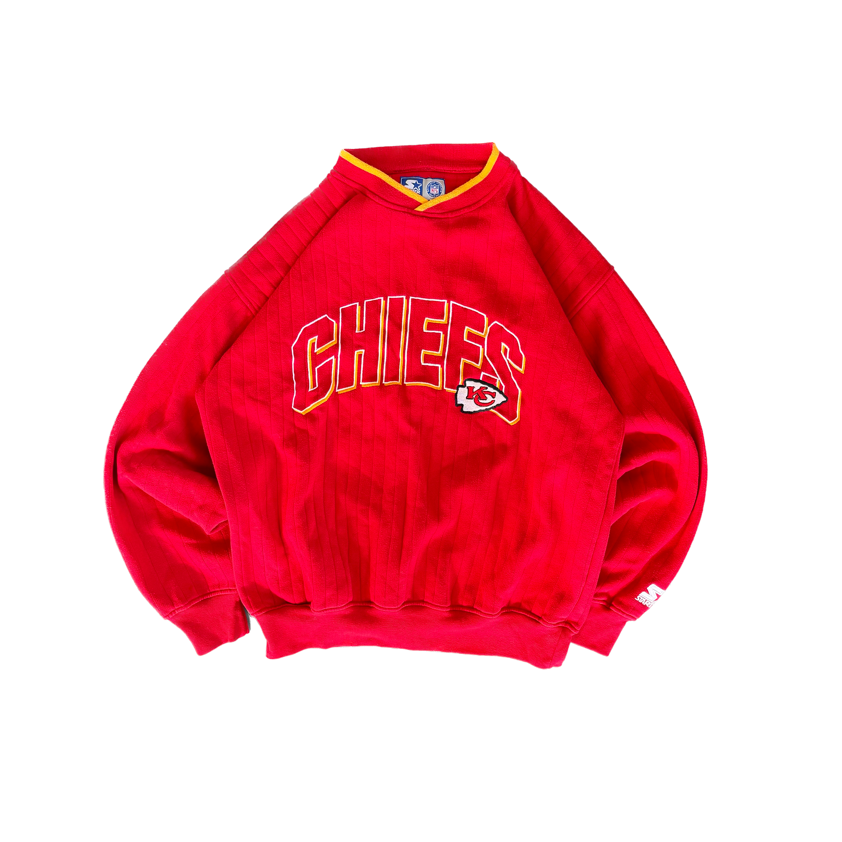WESTSIDE STOREY VINTAGE | VINTAGE 90'S KC CHIEFS STARTER RIBBED SWEATSHIRT - RED - Westside Storey
