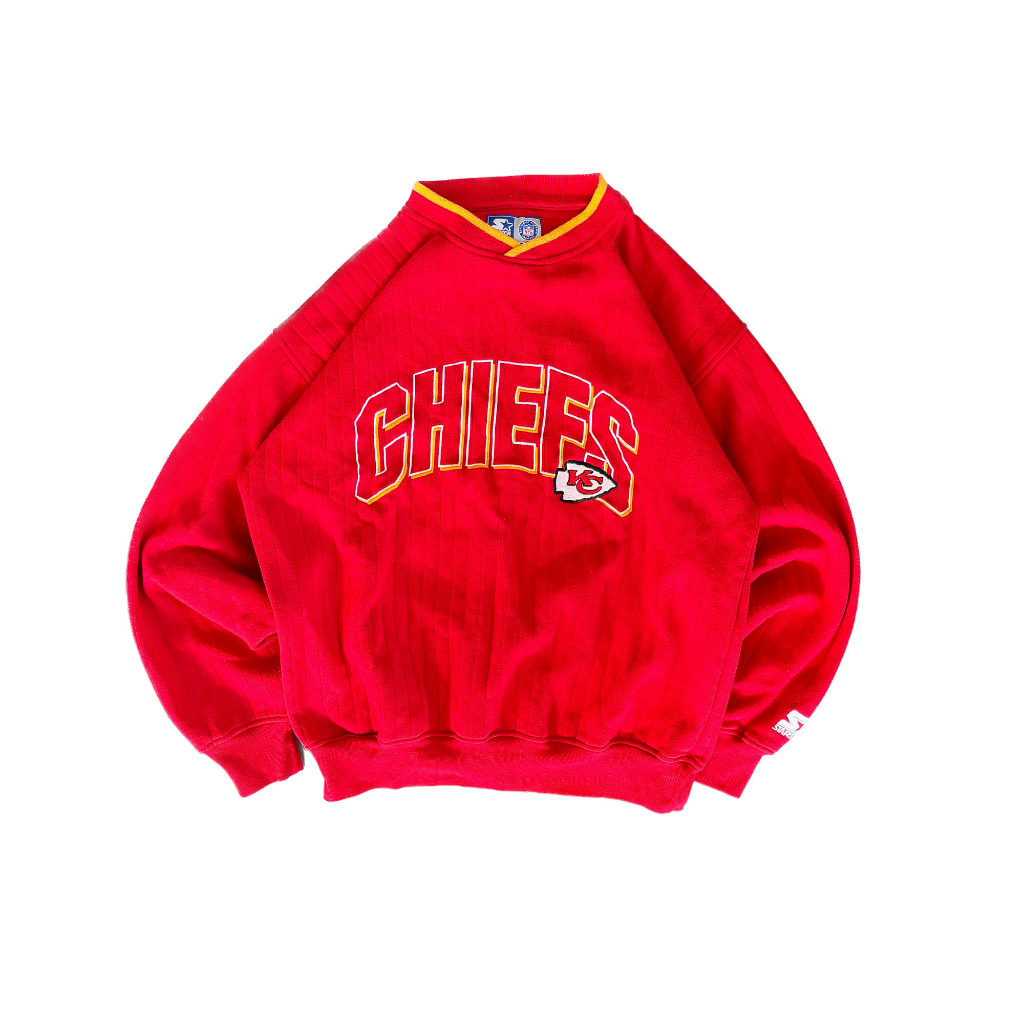 WESTSIDE STOREY VINTAGE | VINTAGE 90'S KC CHIEFS STARTER RIBBED SWEATSHIRT - RED - Westside Storey