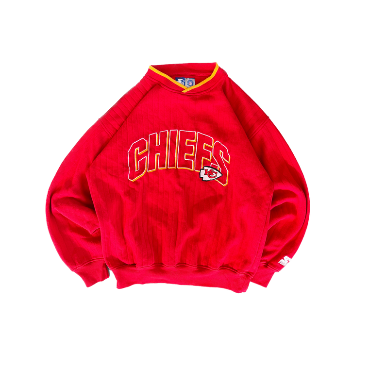 WESTSIDE STOREY VINTAGE | VINTAGE 90'S KC CHIEFS STARTER RIBBED SWEATSHIRT - RED