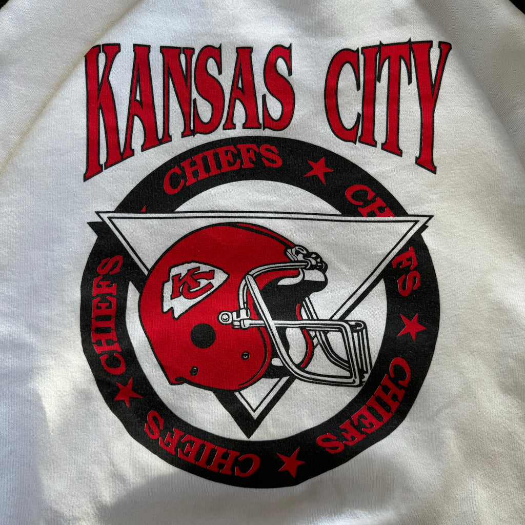 WESTSIDE STOREY VINTAGE | VINTAGE 90'S KC CHIEFS WHITE CLEAN SWEATSHIRT - WHITE - Westside Storey