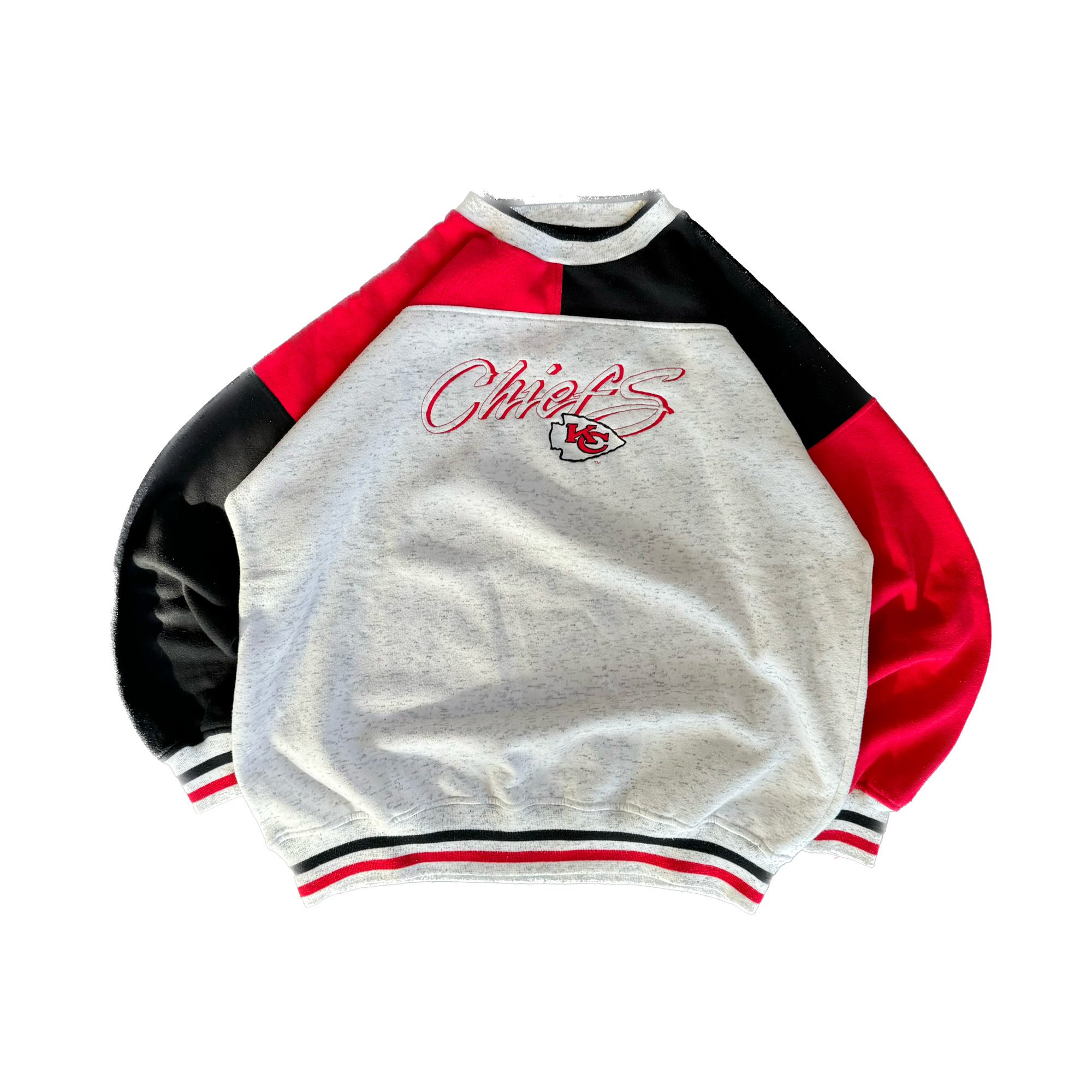 WESTSIDE STOREY VINTAGE | VINTAGE 90'S KC CHIEFS ANTIGUA COLOR BLOCK SWEATSHIRT - GRAY - Westside Storey