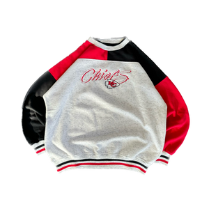 WESTSIDE STOREY VINTAGE | VINTAGE 90'S KC CHIEFS ANTIGUA COLOR BLOCK SWEATSHIRT - GRAY - Westside Storey