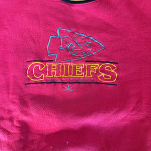 WESTSIDE STOREY VINTAGE | VINTAGE 90'S KC CHIEFS LEGENDS EMBROIDERED SWEATSHIRT NFL FITNESS - RED *LIGHT MARKS - Westside Storey