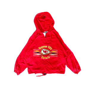 WESTSIDE STOREY VINTAGE | VINTAGE 90'S KC CHIEFS MALU SMOCK DRAWSTRING JACKET - RED - Westside Storey