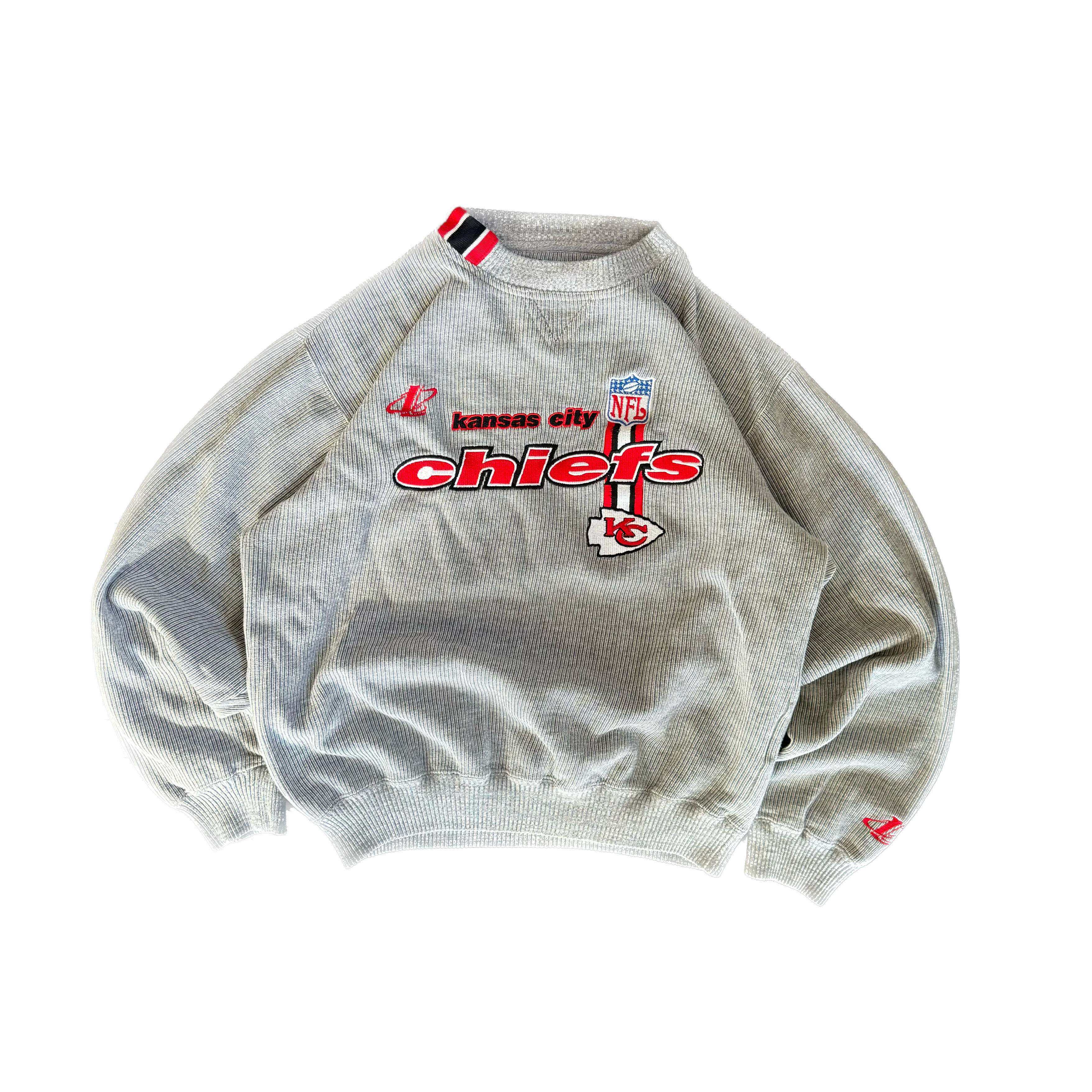 WESTSIDE STOREY VINTAGE | VINTAGE 90'S KC CHIEFS LOGO 7 RIBBED SWEATSHIRT - GRAY - Westside Storey