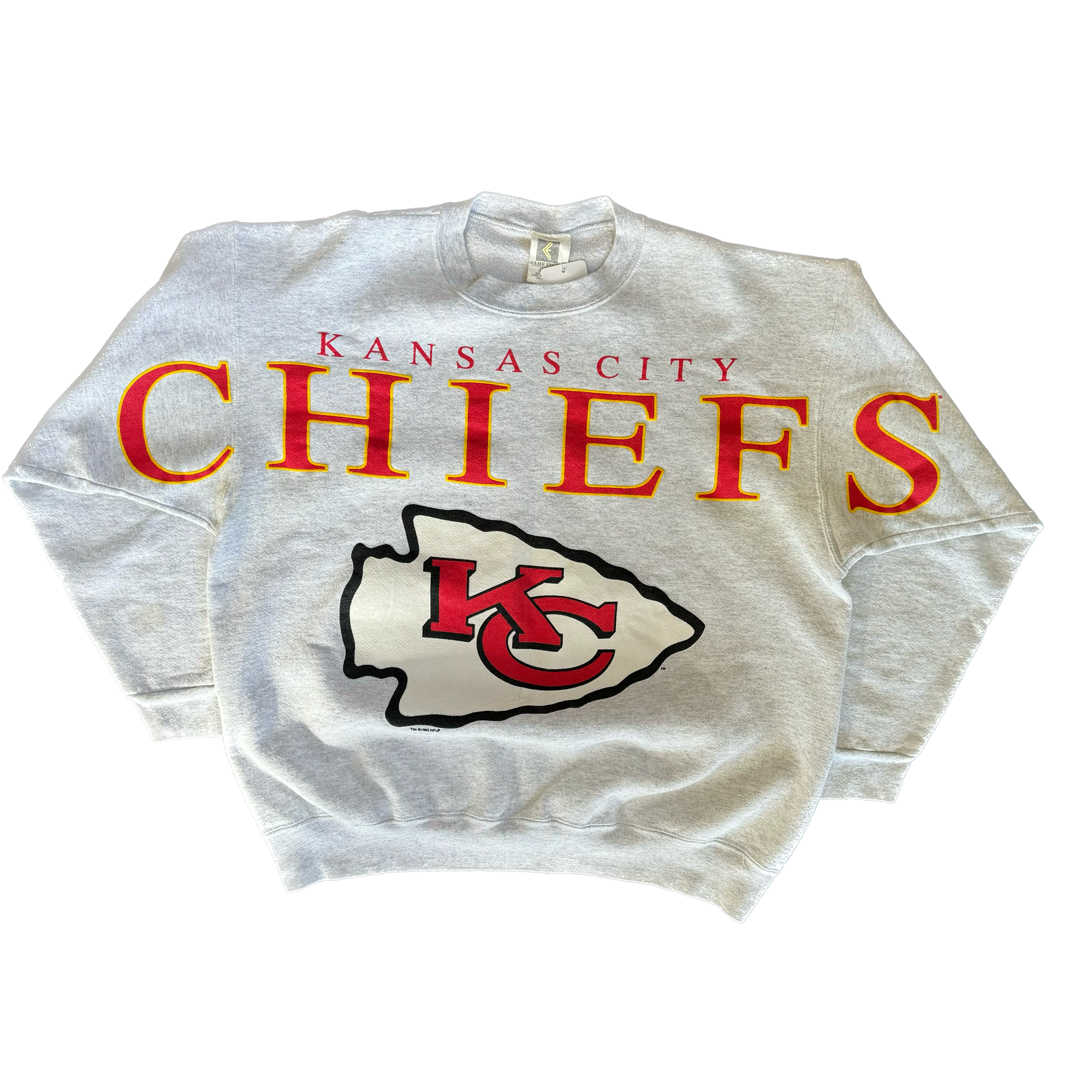 WESTSIDE STOREY VINTAGE | VINTAGE 90'S KC CHIEFS CLEAN CLIFF ENGLE SPELLOUT - GRAY - Westside Storey