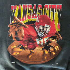 WESTSIDE STOREY VINTAGE | VINTAGE 90'S KC CHIEFS NUTMEG DOUBLE SIDED SWEATSHIRT - BLACK - Westside Storey