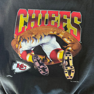 WESTSIDE STOREY VINTAGE | VINTAGE 90'S KC CHIEFS NUTMEG DOUBLE SIDED SWEATSHIRT - BLACK - Westside Storey