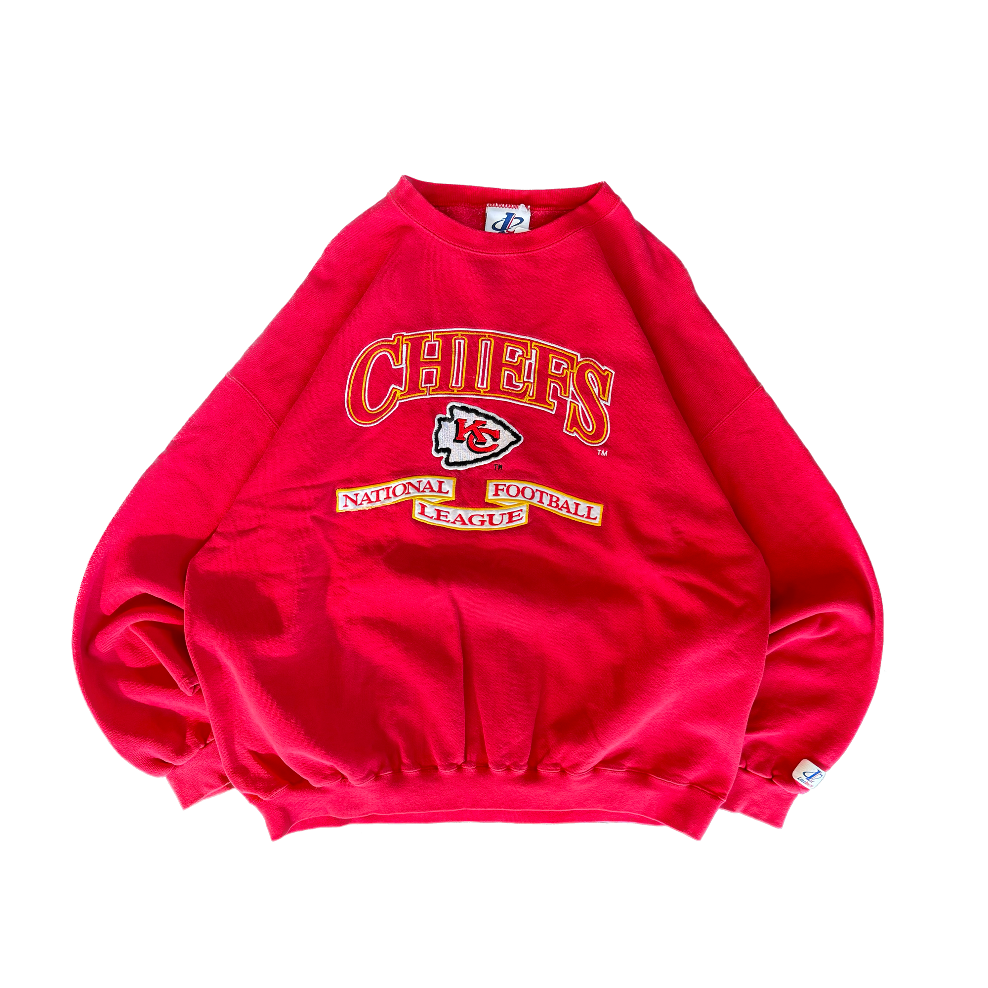 WESTSIDE STOREY VINTAGE | VINTAGE 90'S KC CHIEFS LOGO 7 OVERSIZED THICK SWEATSHIRT - RED - Westside Storey