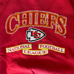 WESTSIDE STOREY VINTAGE | VINTAGE 90'S KC CHIEFS LOGO 7 OVERSIZED THICK SWEATSHIRT - RED - Westside Storey