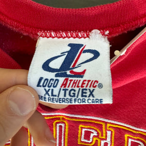 WESTSIDE STOREY VINTAGE | VINTAGE 90'S KC CHIEFS LOGO 7 OVERSIZED THICK SWEATSHIRT - RED - Westside Storey