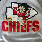 WESTSIDE STOREY VINTAGE | VINTAGE 90'S KC CHIEFS BETTY BOOP SWEATSHIRT - GRAY *LIGHT MARK NEAR NECK COLLAR - Westside Storey