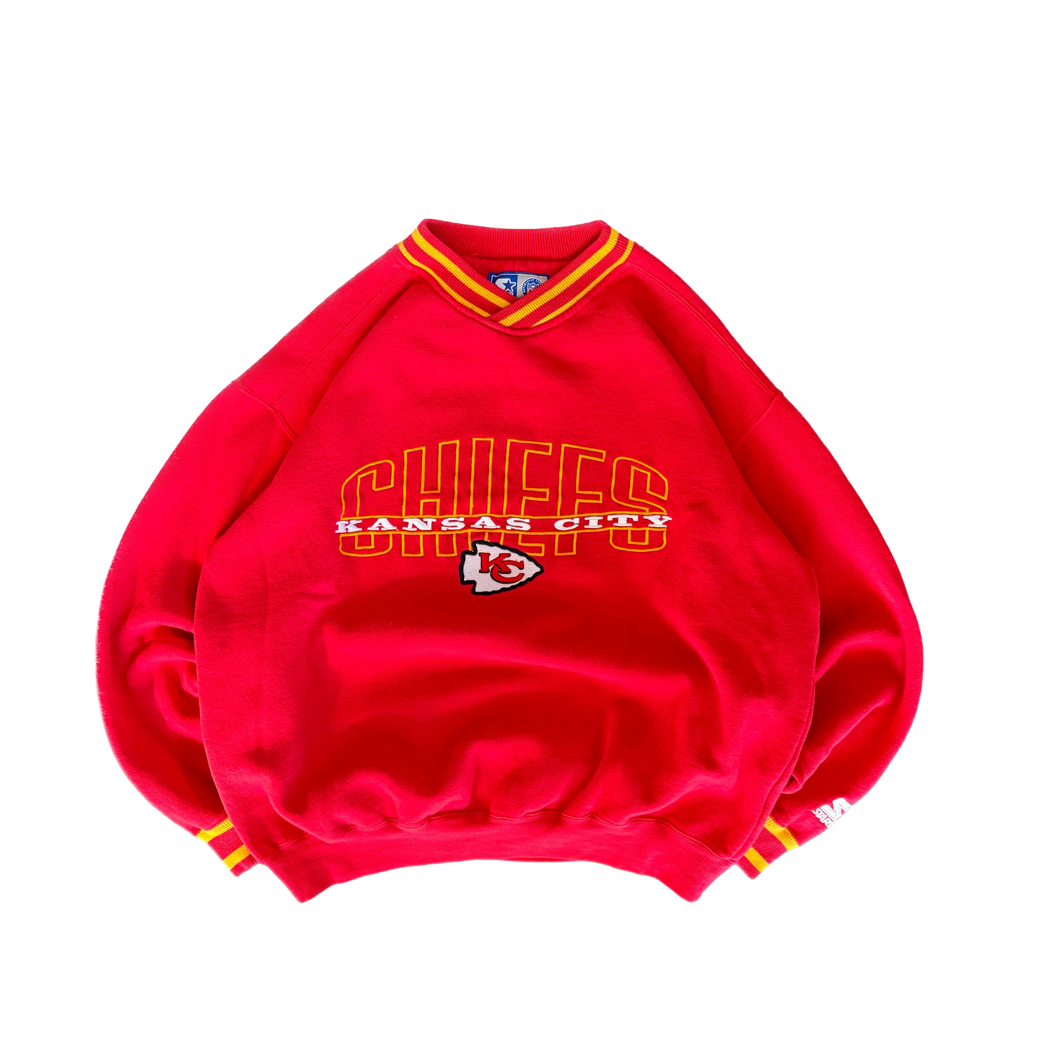 WESTSIDE STOREY VINTAGE | VINTAGE 90'S KC CHIEFS STARTER EMBROIDERED SWEATSHIRT - RED - Westside Storey