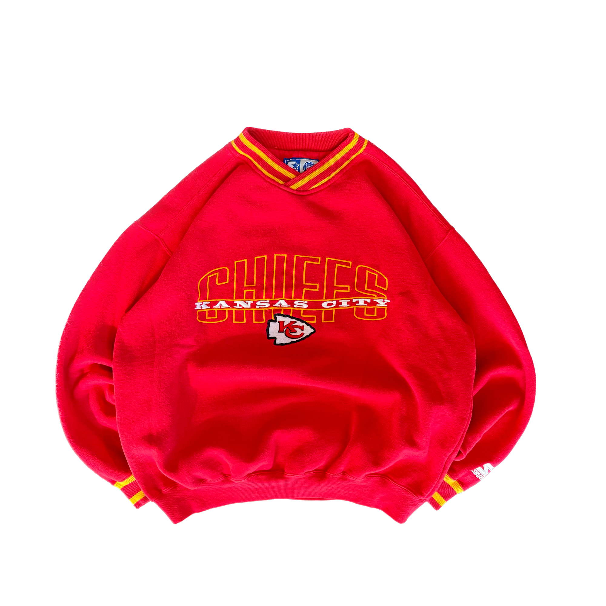 WESTSIDE STOREY VINTAGE | VINTAGE 90'S KC CHIEFS STARTER EMBROIDERED SWEATSHIRT - RED - Westside Storey