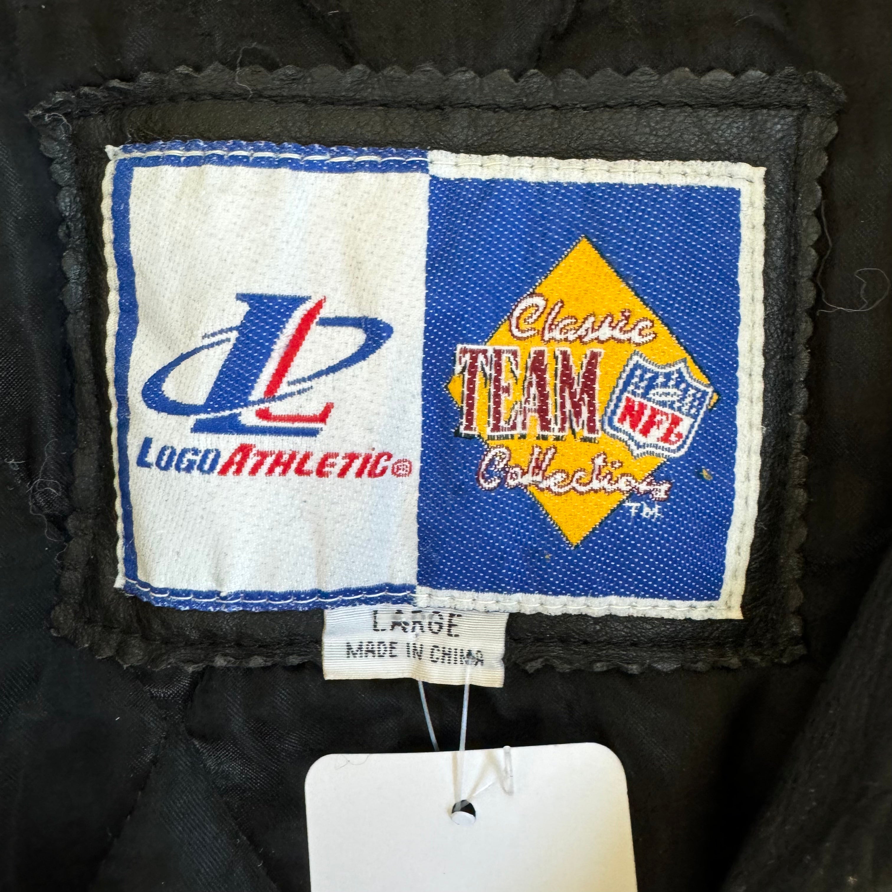 WESTSIDE STOREY VINTAGE | VINTAGE 90'S KC CHIEFS LOGO ATHLETIC LEATHER SHARK TOOTH JACKET - BLACK - Westside Storey