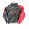 WESTSIDE STOREY VINTAGE | VINTAGE 90'S KC CHIEFS LOGO ATHLETIC LEATHER SHARK TOOTH JACKET - BLACK