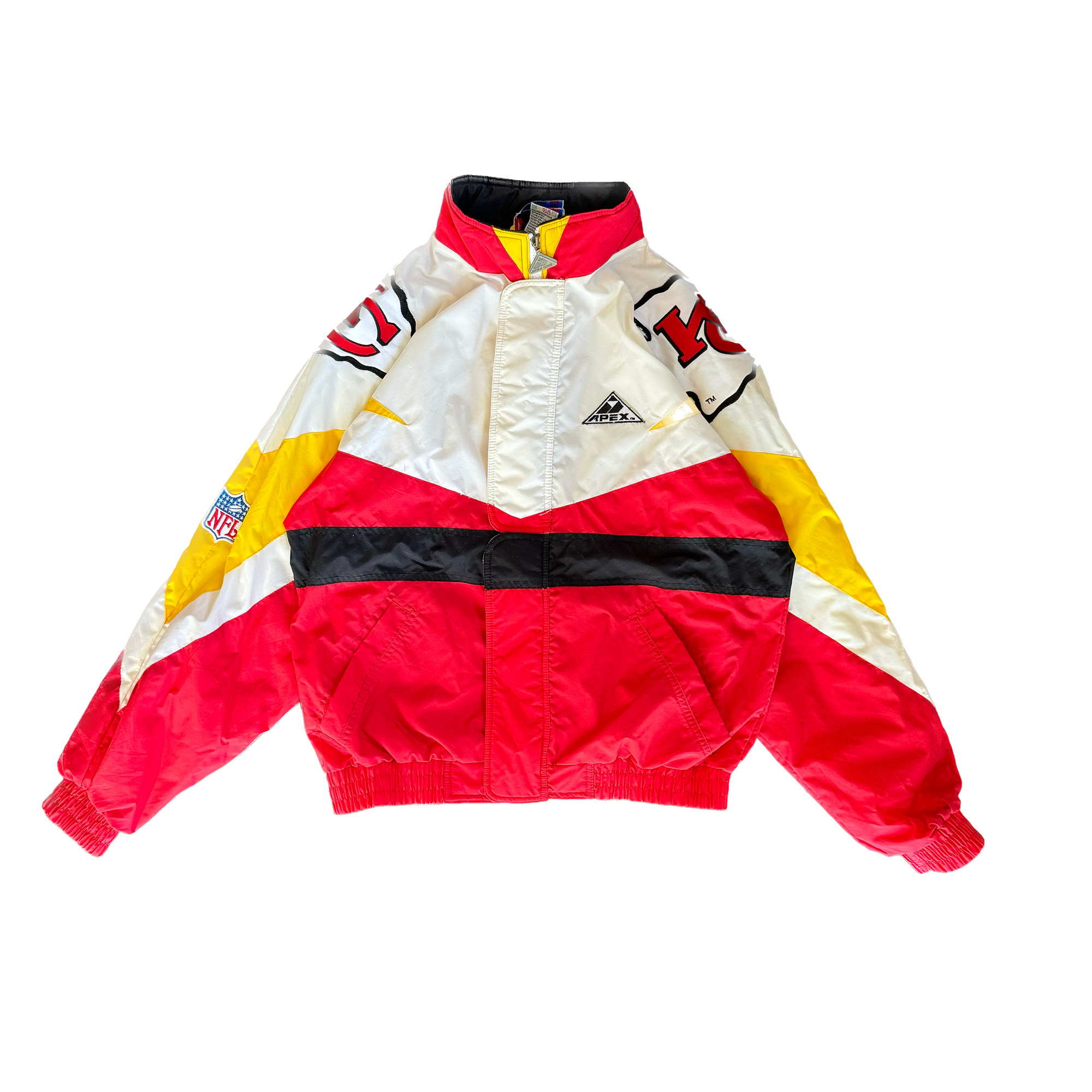 WESTSIDE STOREY VINTAGE | VINTAGE 90'S KC CHIEFS APEX COLOR BLOCK WINDBREAKER JACKET - WHITE - Westside Storey