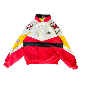 WESTSIDE STOREY VINTAGE | VINTAGE 90'S KC CHIEFS APEX COLOR BLOCK WINDBREAKER JACKET - WHITE - Westside Storey