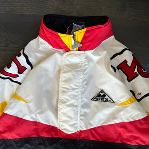 WESTSIDE STOREY VINTAGE | VINTAGE 90'S KC CHIEFS APEX COLOR BLOCK WINDBREAKER JACKET - WHITE - Westside Storey