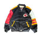 WESTSIDE STOREY VINTAGE | VINTAGE 90'S KC CHIEFS JEFF HAMILTON LEATHER JACKET - BLACK - Westside Storey