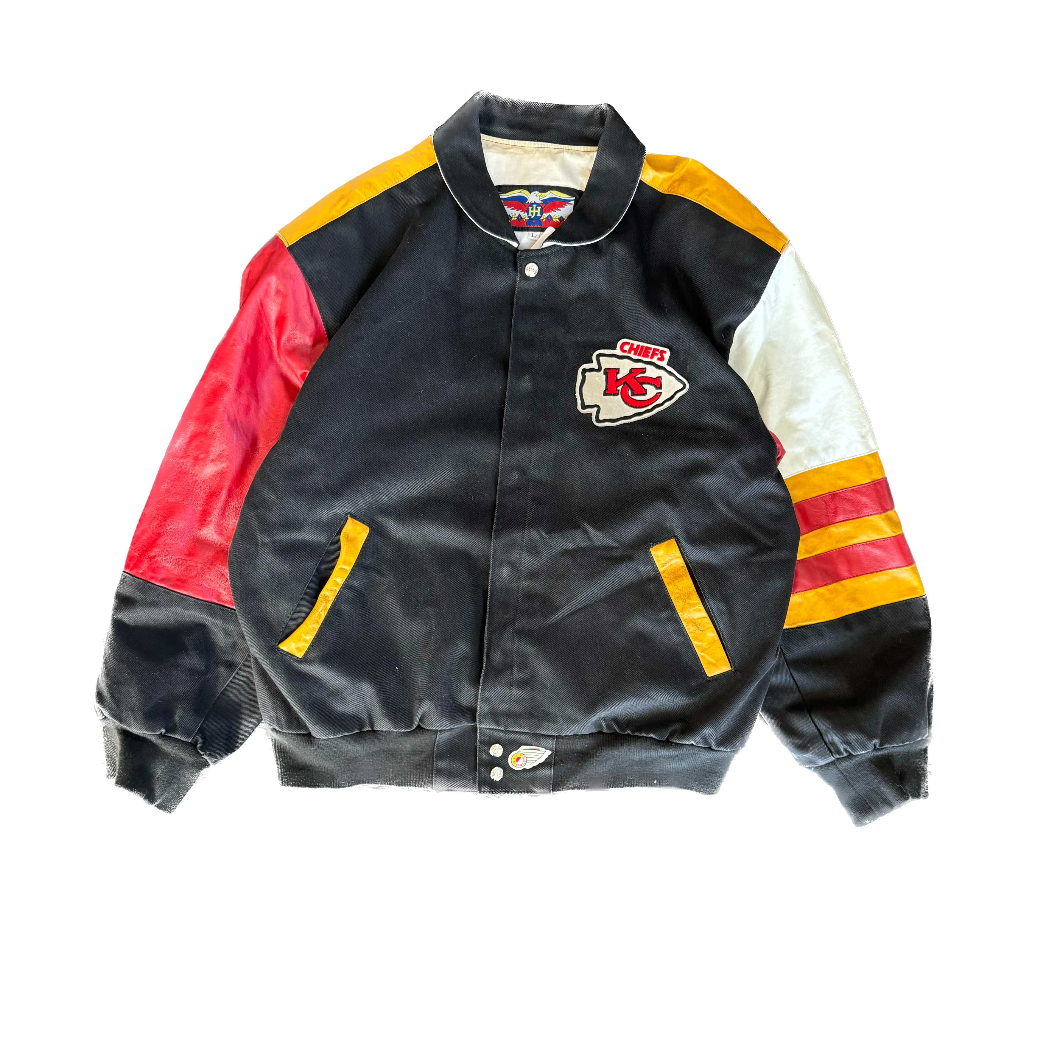 WESTSIDE STOREY VINTAGE | VINTAGE 90'S KC CHIEFS JEFF HAMILTON LEATHER JACKET - BLACK - Westside Storey