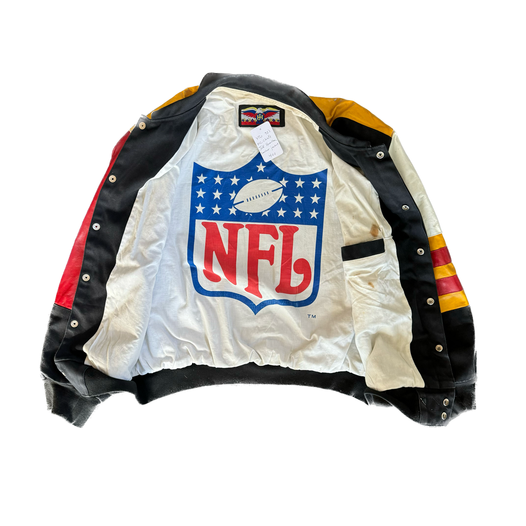 WESTSIDE STOREY VINTAGE | VINTAGE 90'S KC CHIEFS JEFF HAMILTON LEATHER JACKET - BLACK - Westside Storey