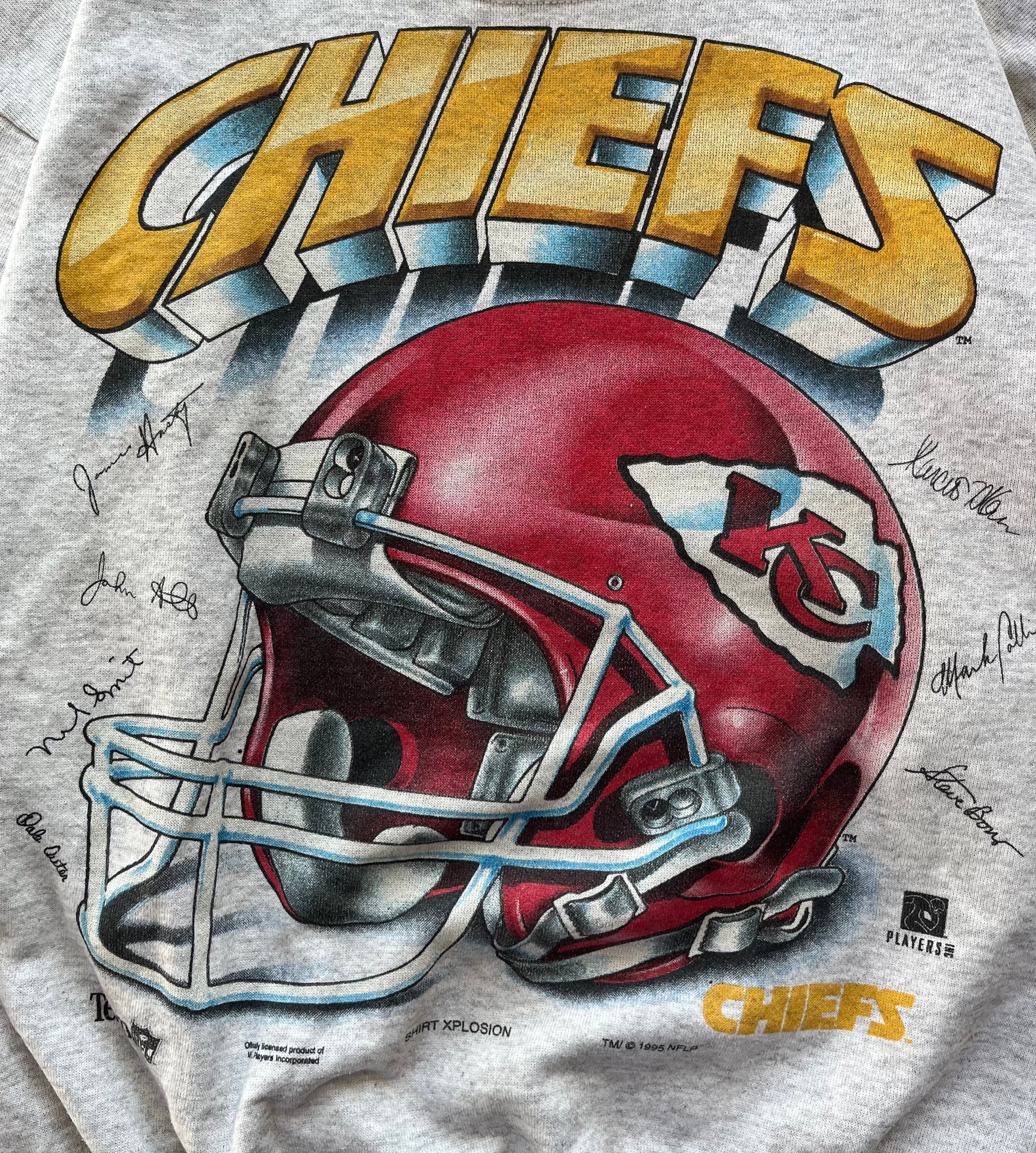 WESTSIDE STOREY VINTAGE | VINTAGE 90S FACSMILE HELMET KC CHIEFS SWEATSHIRT - GRAY - Westside Storey