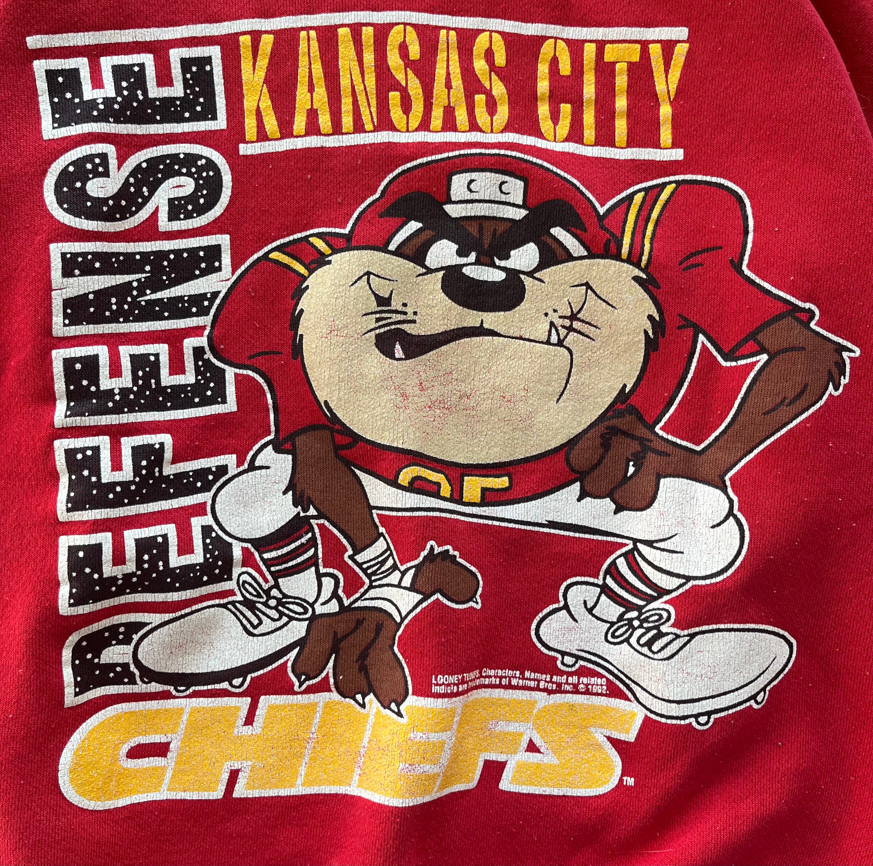 WESTSIDE STOREY VINTAGE | VINTAGE 90S TAZ KC CHIEFS SWEATSHIRT - RED (AS-IS) - Westside Storey
