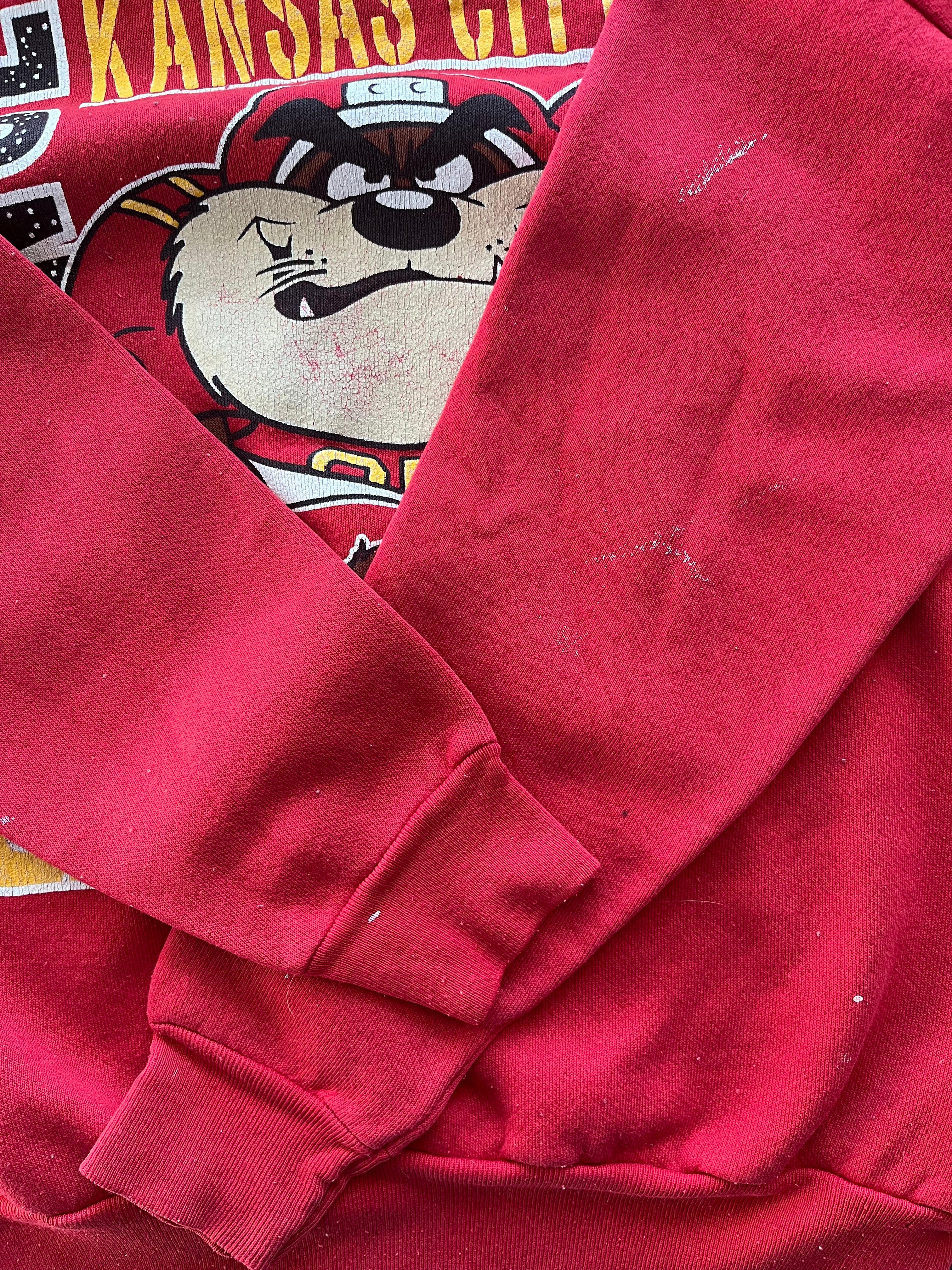WESTSIDE STOREY VINTAGE | VINTAGE 90S TAZ KC CHIEFS SWEATSHIRT - RED (AS-IS) - Westside Storey