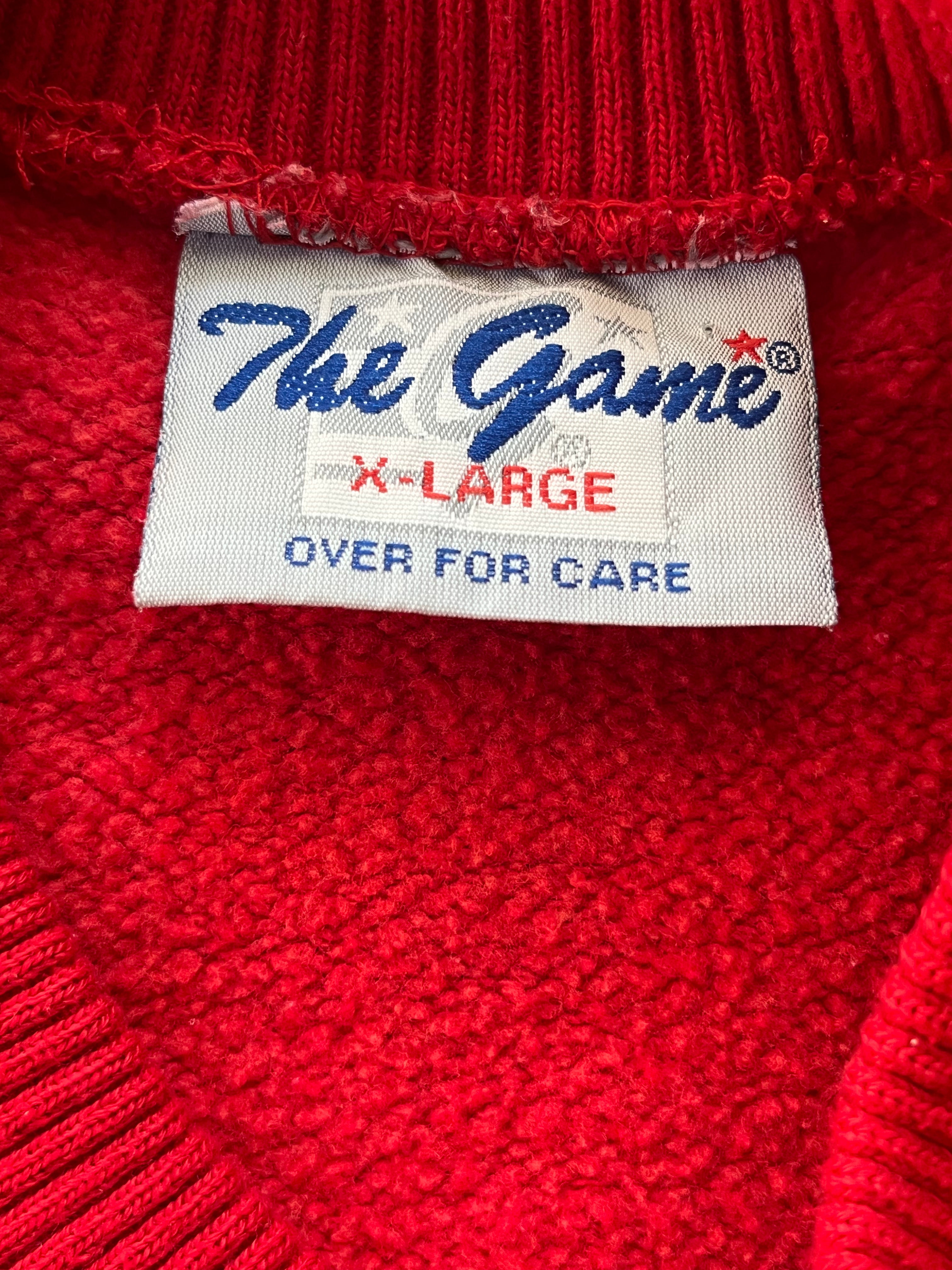 WESTSIDE STOREY VINTAGE | VINTAGE 90S THE GAME ARROWHEAD PATCH KC CHIEFS SWEATSHIRT FADED- RED/YELLOW - Westside Storey