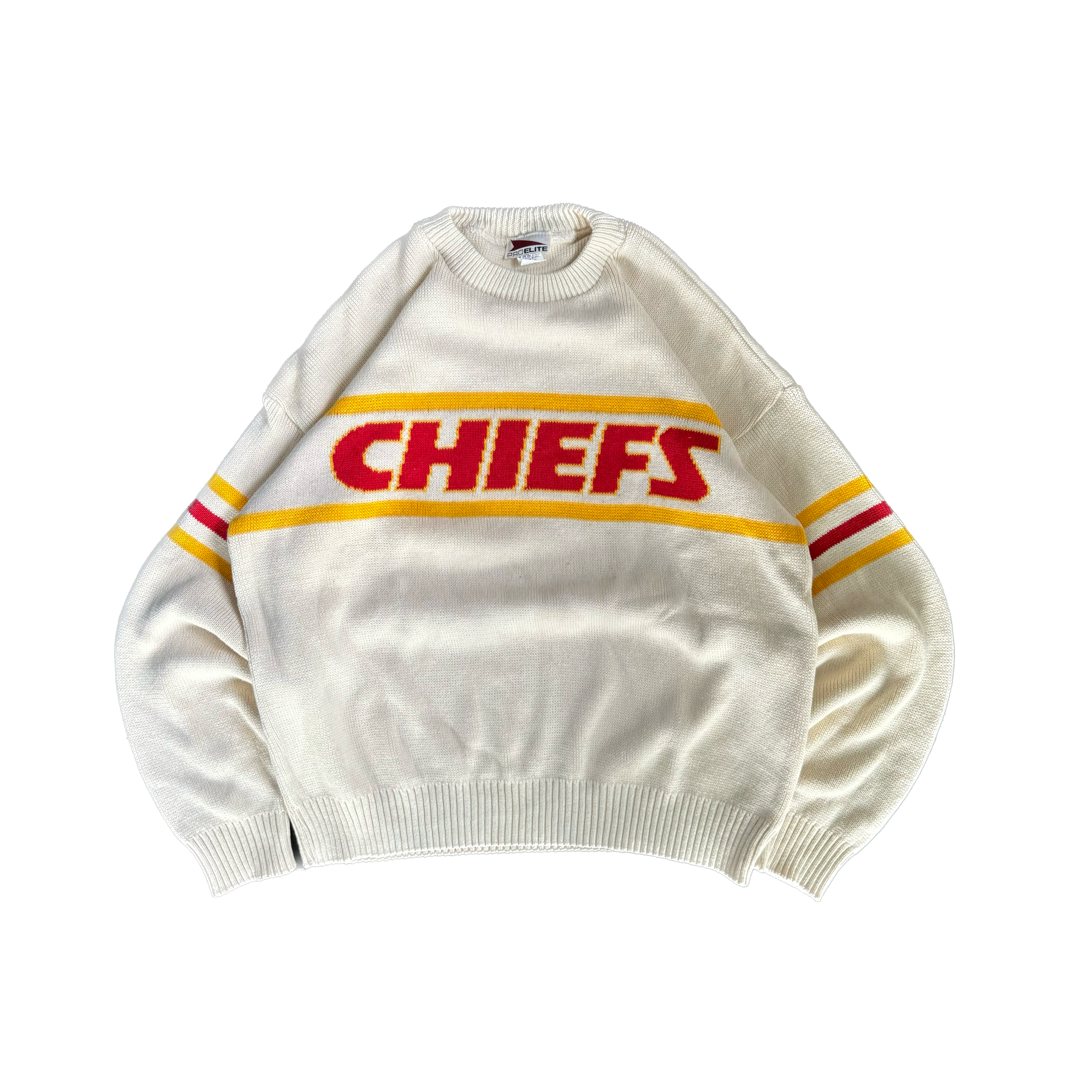 WESTSIDE STOREY VINTAGE | VINTAGE 90'S KC CHIEFS PRO ELITE SWEATER - WHITE - Westside Storey