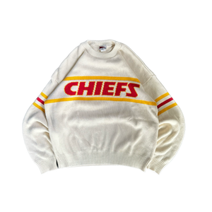 WESTSIDE STOREY VINTAGE | VINTAGE 90'S KC CHIEFS PRO ELITE SWEATER - WHITE - Westside Storey