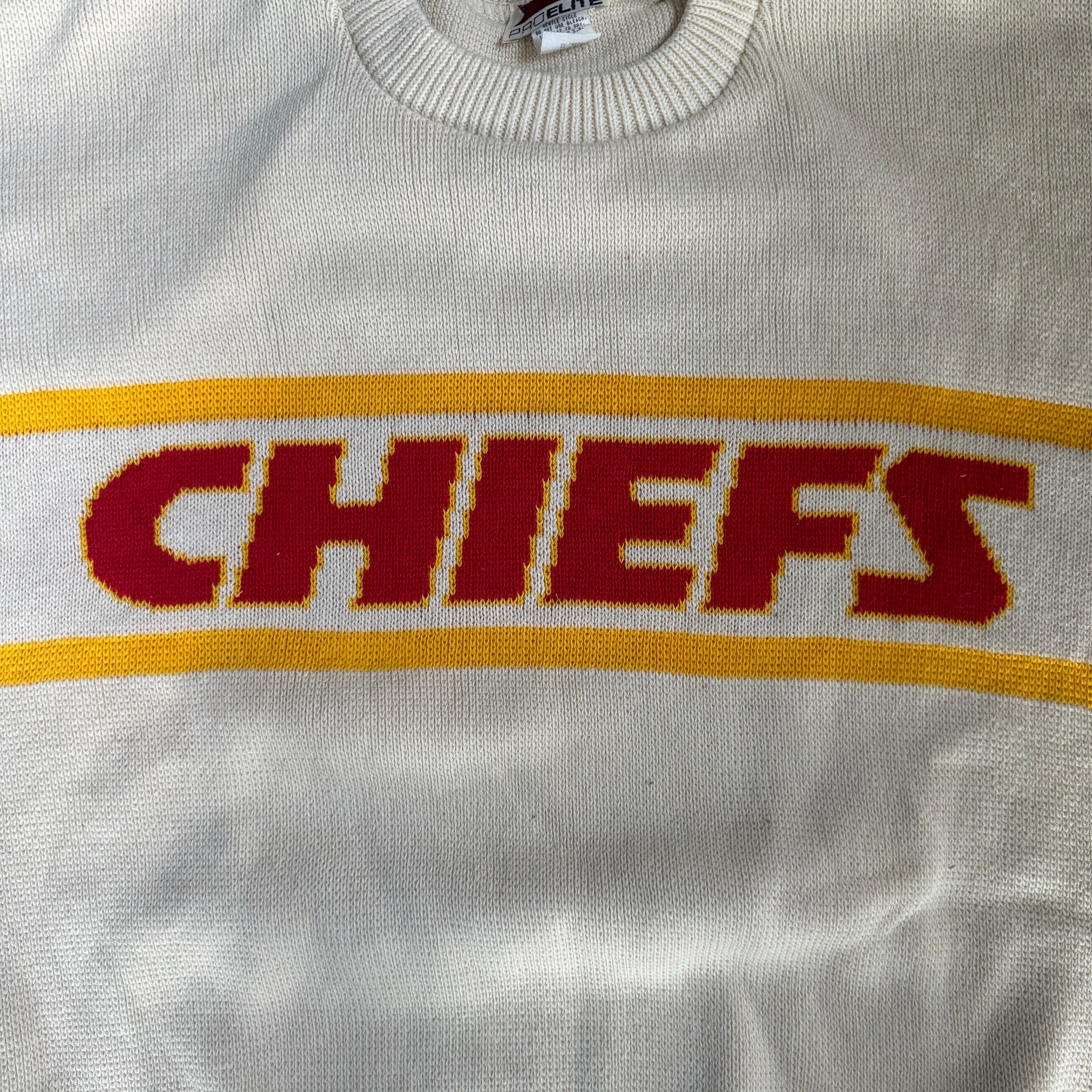 WESTSIDE STOREY VINTAGE | VINTAGE 90'S KC CHIEFS PRO ELITE SWEATER - WHITE - Westside Storey