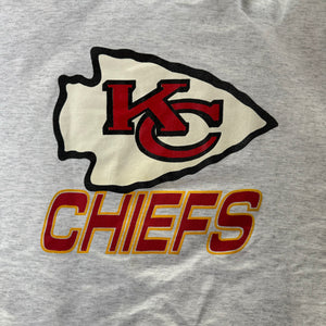 WESTSIDE STOREY VINTAGE | VINTAGE 90'S KC CHIEFS CLIFF ENGLE STRIPED HOODED SWEATSHIRT - GRAY - Westside Storey