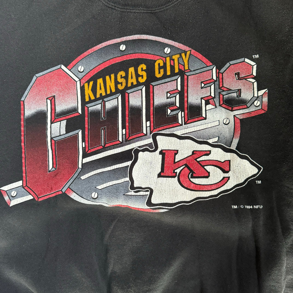 WESTSIDE STOREY VINTAGE | VINTAGE 90'S KC CHIEFS BLACK FADED SWEATSHIRT - BLACK - Westside Storey