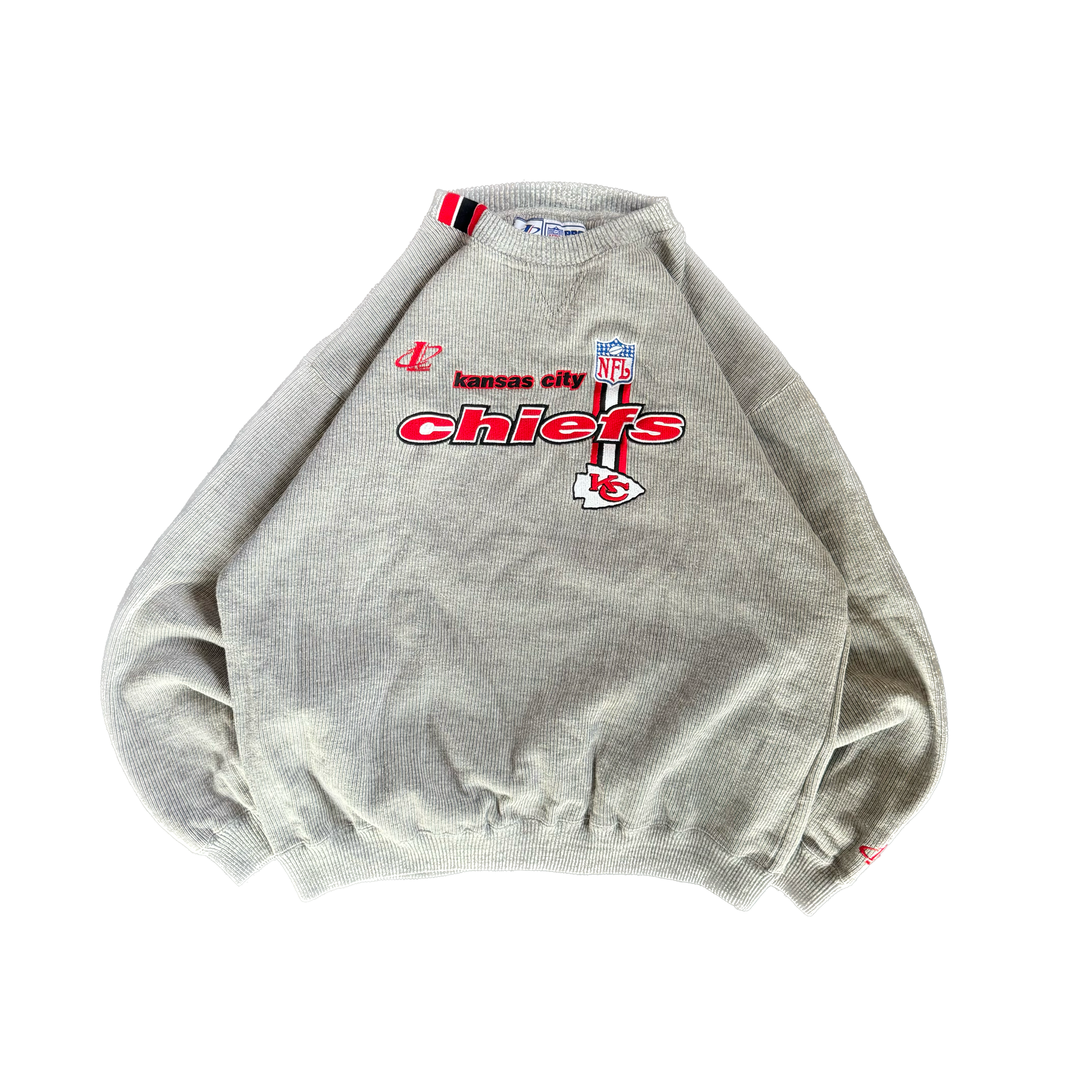 WESTSIDE STOREY VINTAGE | VINTAGE 90'S KC CHIEFS PROLINE RIBBED SWEATSHIRT - GRAY - Westside Storey