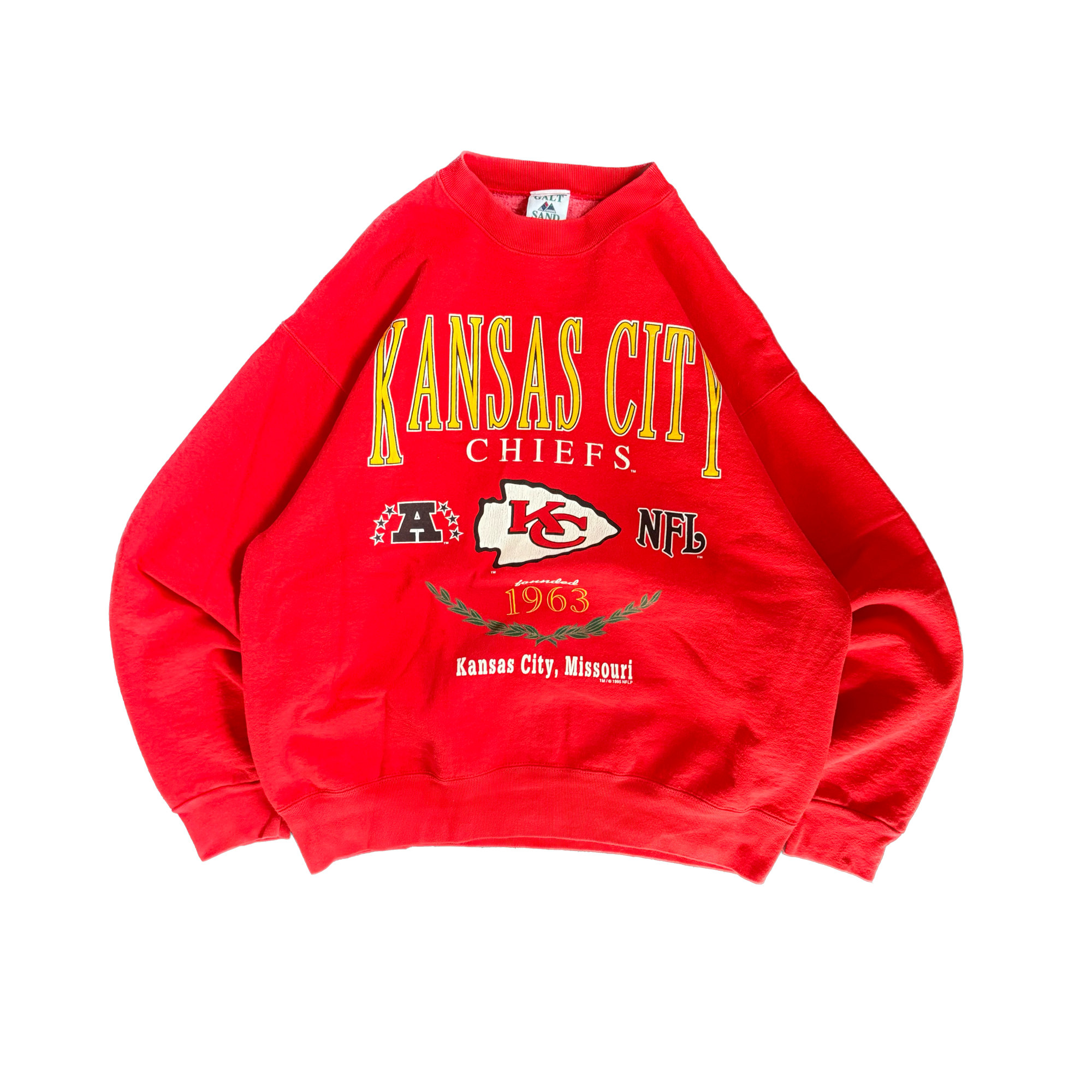 WESTSIDE STOREY VINTAGE | VINTAGE 90'S KC CHIEFS HEAVY GALT SAND SWEATSHIRT - RED - Westside Storey