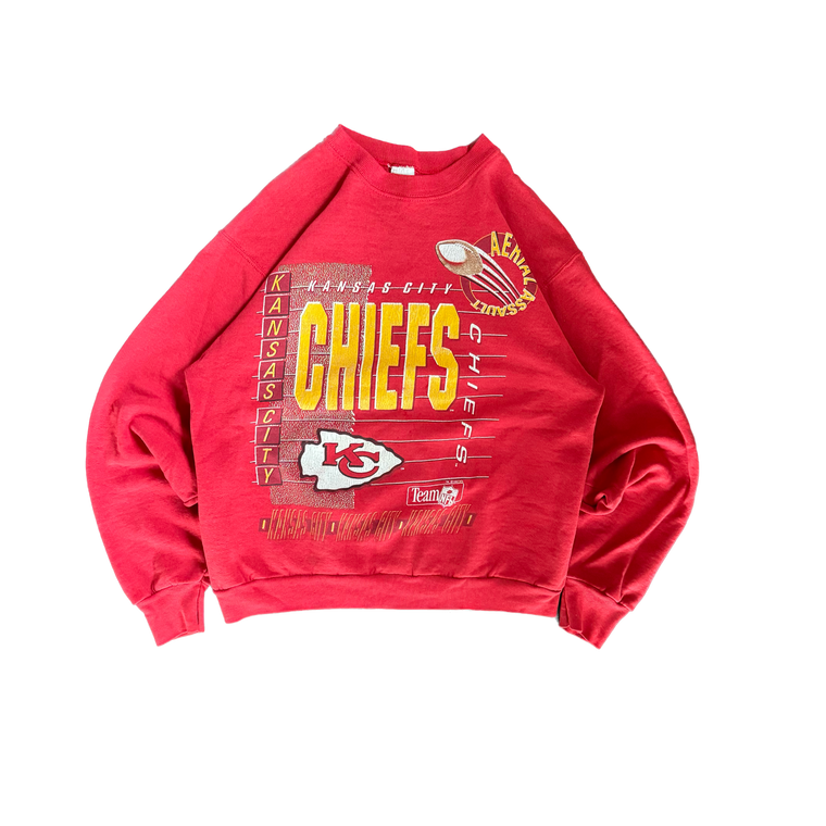 WESTSIDE STOREY VINTAGE | VINTAGE 90'S KC CHIEFS SALEM AERIAL ASSAULT SWEATSHIRT - RED