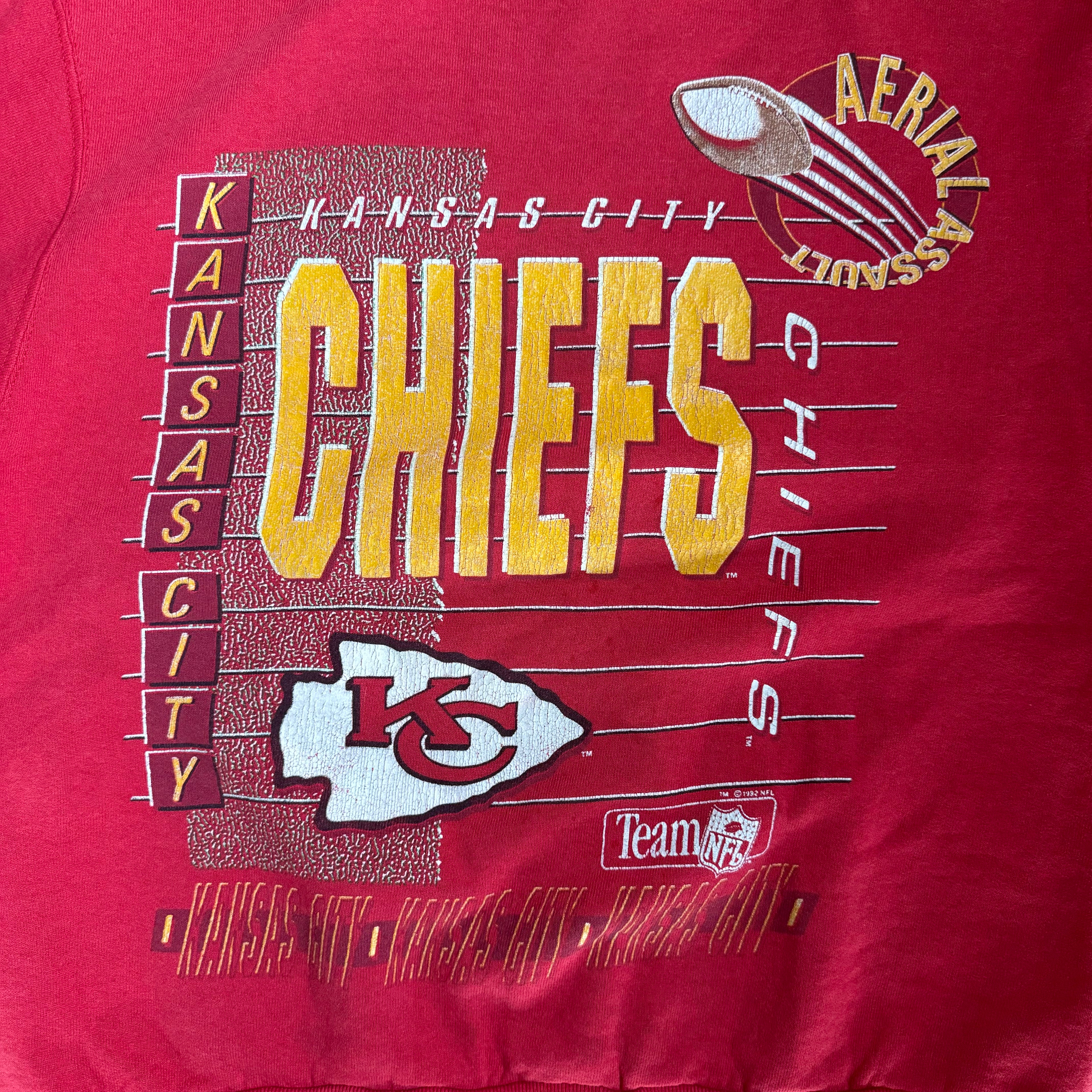 WESTSIDE STOREY VINTAGE | VINTAGE 90'S KC CHIEFS SALEM AERIAL ASSAULT SWEATSHIRT - RED - Westside Storey