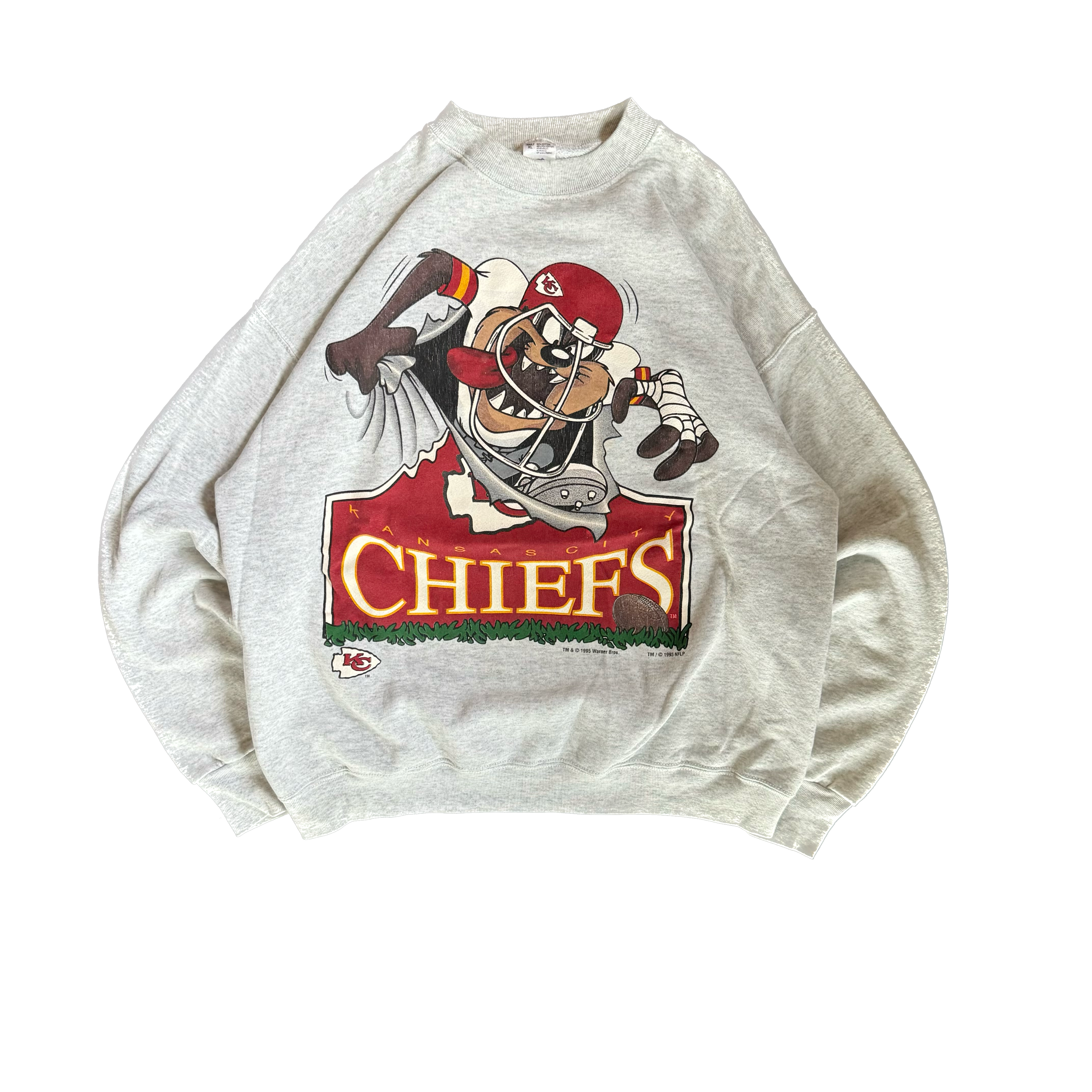 WESTSIDE STOREY VINTAGE | VINTAGE 90'S KC CHIEFS TAZ SWEATSHIRT - GRAY - Westside Storey