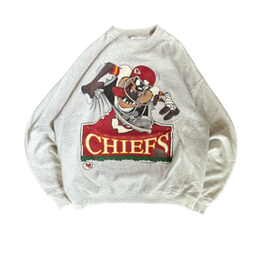 WESTSIDE STOREY VINTAGE | VINTAGE 90'S KC CHIEFS TAZ SWEATSHIRT - GRAY - Westside Storey