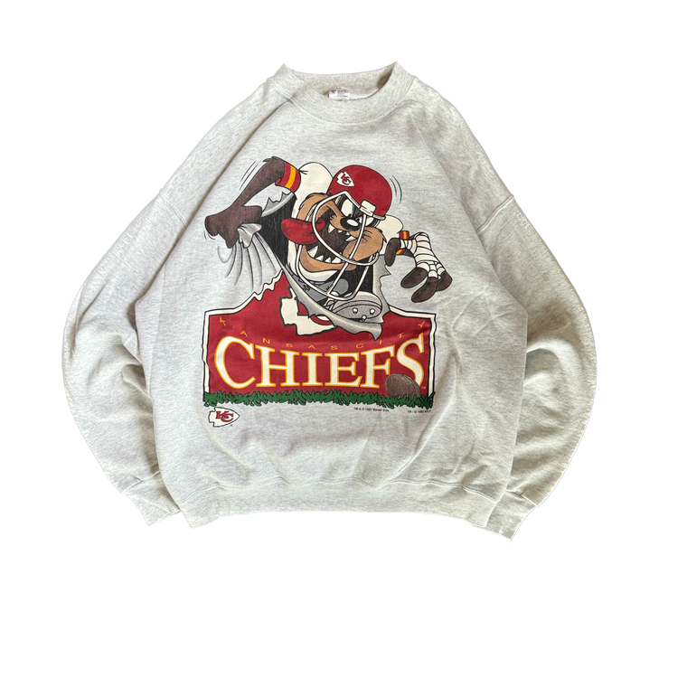 WESTSIDE STOREY VINTAGE | VINTAGE 90'S KC CHIEFS TAZ SWEATSHIRT - GRAY