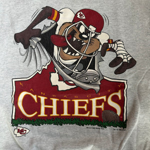 WESTSIDE STOREY VINTAGE | VINTAGE 90'S KC CHIEFS TAZ SWEATSHIRT - GRAY - Westside Storey