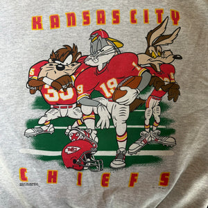 WESTSIDE STOREY VINTAGE | VINTAGE 90'S KC CHIEFS LOONEY TUNES SWEATSHIRT - GRAY - Westside Storey