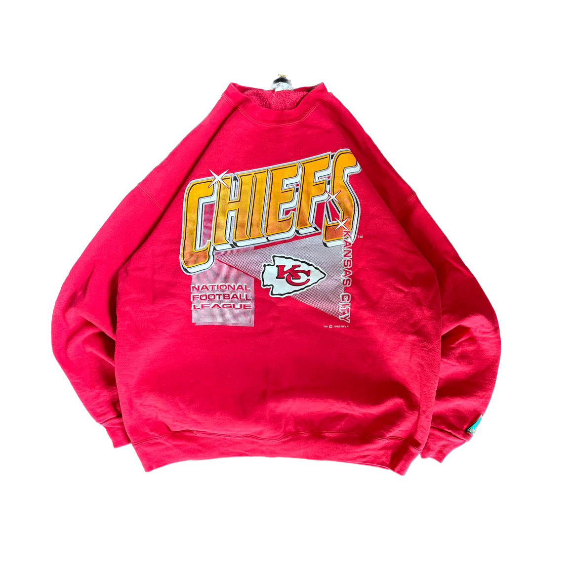 WESTSIDE STOREY VINTAGE | VINTAGE 90'S KC CHIEFS LOGO ATHLETIC SPARKLE SWEATSHIRT - RED