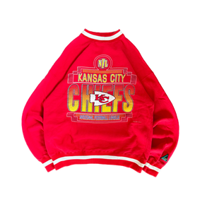 WESTSIDE STOREY VINTAGE | VINTAGE 90'S KC CHIEFS LOGO ATHLETIC RIBBED COLLAR SWEATSHIRT - RED - Westside Storey