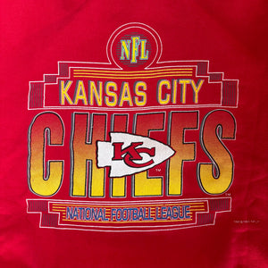 WESTSIDE STOREY VINTAGE | VINTAGE 90'S KC CHIEFS LOGO ATHLETIC RIBBED COLLAR SWEATSHIRT - RED - Westside Storey