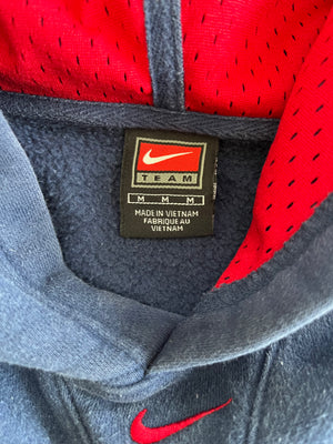 WESTSIDE STOREY VINTAGE | VINTAGE 90S KANSAS JAYHAWKS NIKE MIDDLE SWOOSH KU HOODIE - NAVY BLUE - Westside Storey