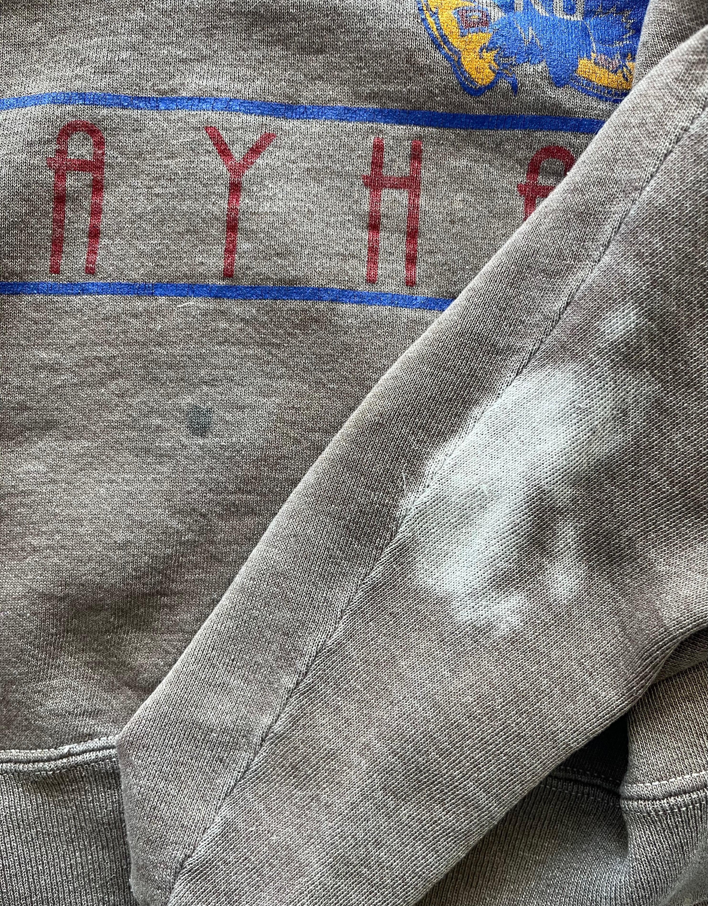 WESTSIDE STOREY VINTAGE | VINTAGE 90S RUSSELL KU JAYHAWKS SWEATSHIRT- MAUVE BROWN (AS-IS) - Westside Storey